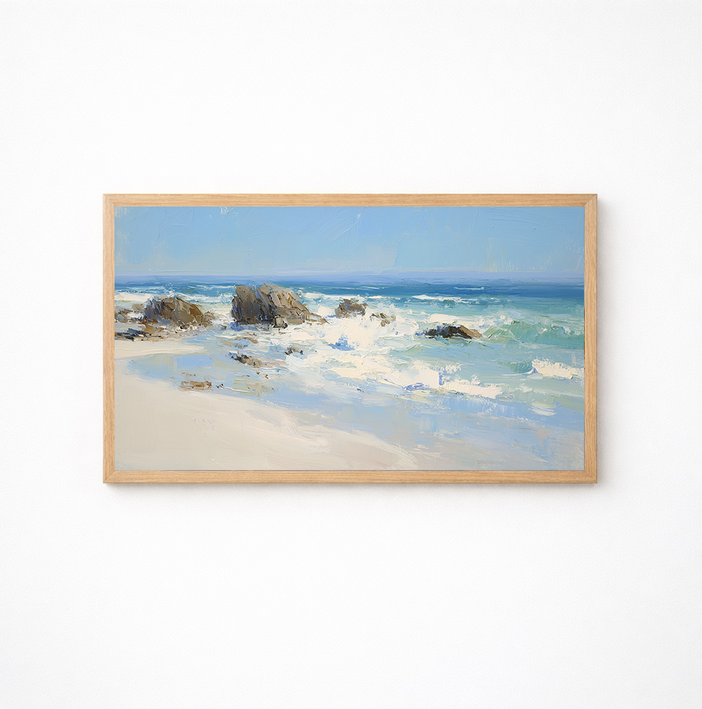 Free Sample- Waves Crashing on Rocks | Digital Art for Frame TV